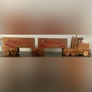 Vintage coca cola wooden truck piggy bank